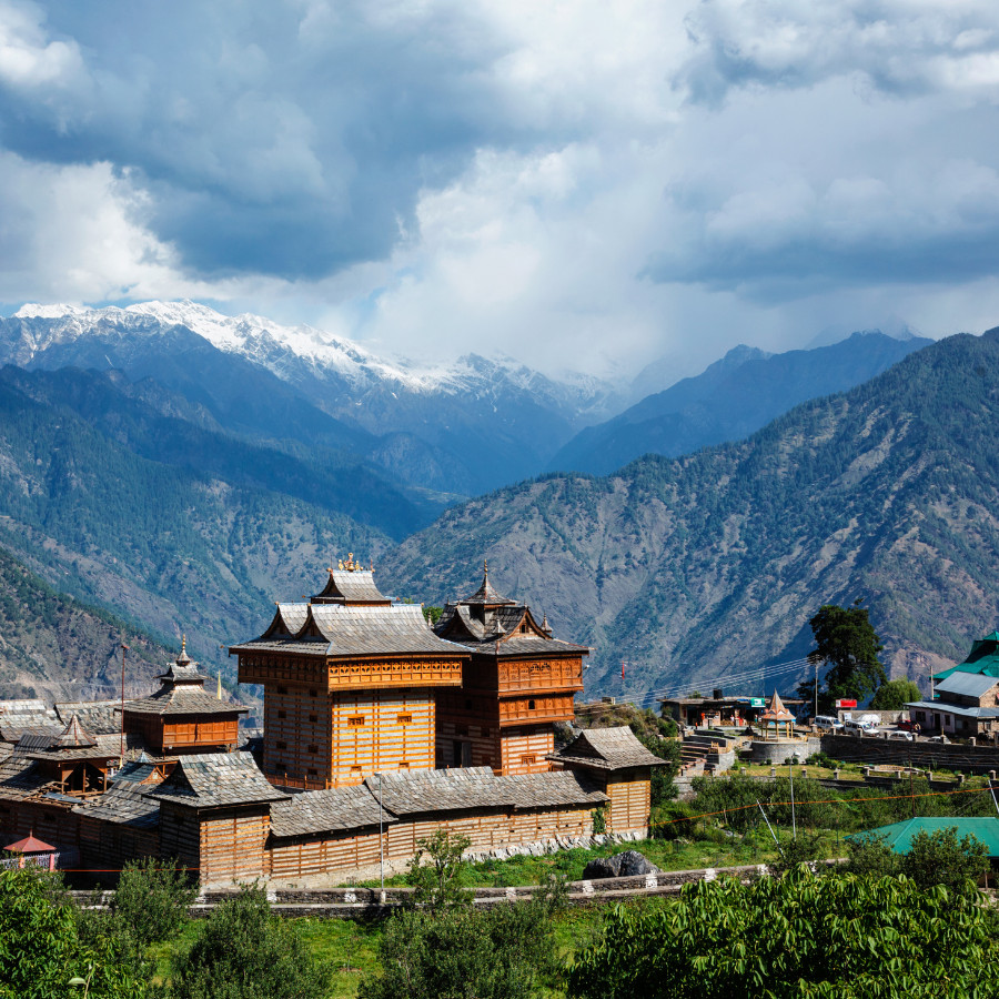 Misty mountain town for a peaceful travel holiday
