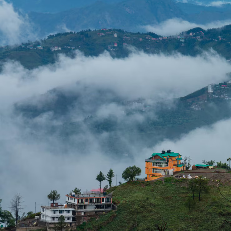 Misty mountain town for a peaceful travel holiday