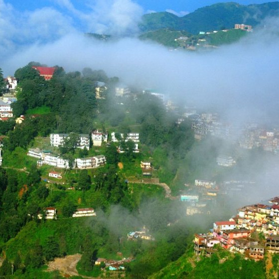 Himalayan village with temple for adventure travel