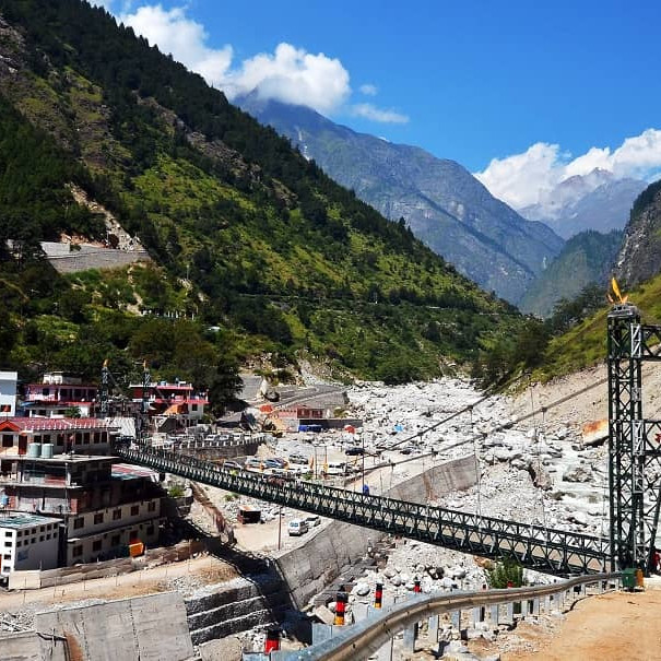 Himalayan village with temple for adventure travel