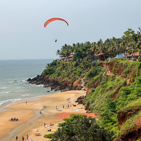 Snowy hill station with tourists on holiday