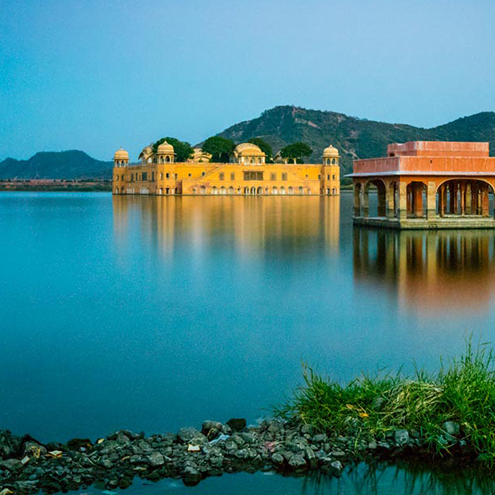 Himalayan village with temple for adventure travel