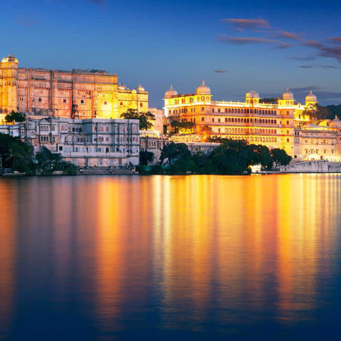 Snowy hill station with tourists on holiday