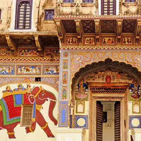 Himalayan village with temple for adventure travel